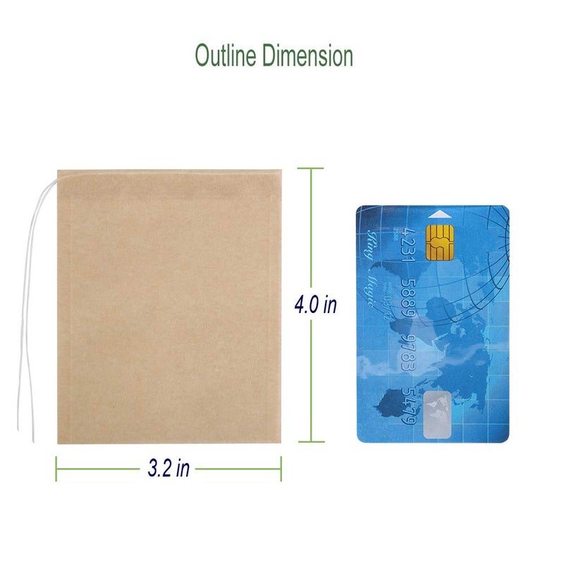 Aksuaple Eco-Fil Disposable Tea Filter Bags for Loose Tea  Wood Pulp Material  Biodegradable and Compostable  Unbleached Empty Tea Infuser Sachets with Drawstring  100 Pack (3.2inch x 4.0inch) - Image 5